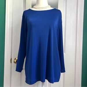 Chico's Vibrant Cobalt Blue Long Sleeve Top Large